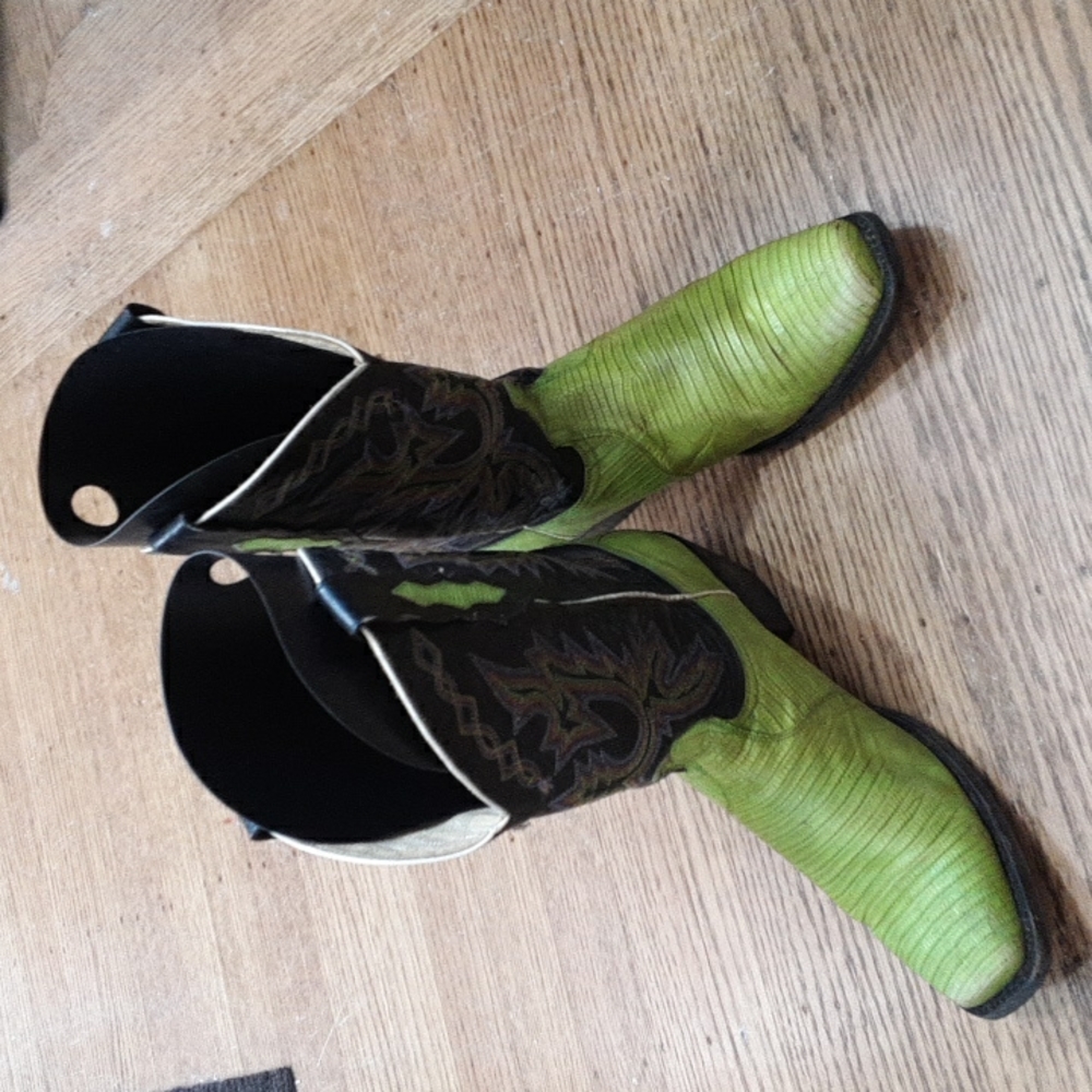 Dan Post lizard boots in neon green